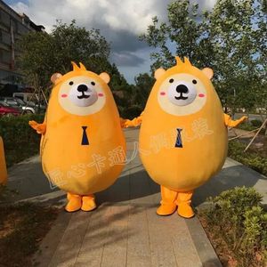 Costume de mascotte d'ours jaune professionnel adultes dessin animé fête d'anniversaire accessoires de déguisement unisexe défilé tenue de plein air