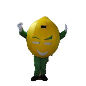 Costume de mascotte de fruit jaune professionnel Halloween Noël Robe de soirée fantaisie Costume de personnage de dessin animé de citron Carnaval Unisexe Adultes Tenue