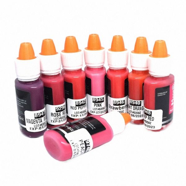 Profial Maquillaje semipermanente Tinta para tatuaje Pigmento para labios Maquillaje Pigmento para máquina de tatuaje Microblading Color de pintura H8Zz #