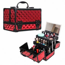 Maquillage professionnel Doos Aluminium Make Up Organizer Vrouwen Cosmetische Case Met Spiegel Reizen Grote Capaciteit Koffers Zak l6gZ #