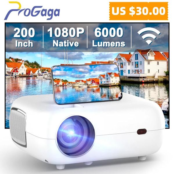 Progaga PG500 projecteur portable réel 1080P Full HD 200 pouces 6000 Lumens Wifi prise en charge 2K 4K maison 231018