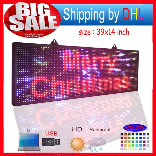 Signo LED programable Full Color 39x14 pulgada de alto brilloP10MM Pantalla LED de desplazamiento de desplazamiento SMD al aire libre