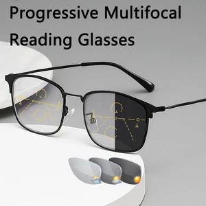 Lunes de lecture multifocale bifocal progressive hommes Pochromic UV Protection Hyperopia Glasses Femmes Ultralight Flexible Tr90 240415