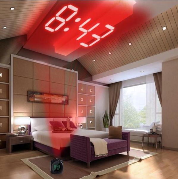 Récit d'alarme de projection avec lampe LED Vocation numérique Fonction de parole de parole de paroi LED Plafond SN Affichage de température SN BBYBDJQ6077079