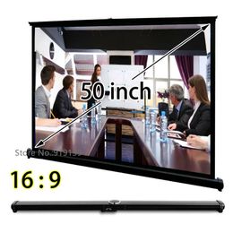 Projectieschermen Easy Open Mini-projectiescherm 50-inch 16x9 breedbeeld Ultra HD 3D-projectordisplay voor handelsvergaderingen 231206