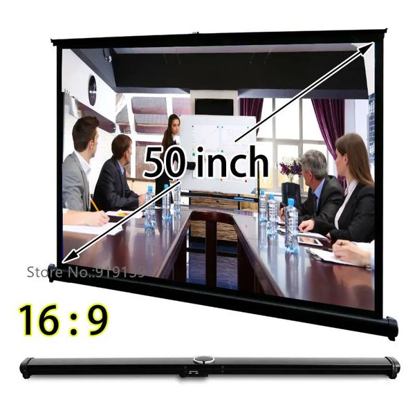 Écrans de projection Mini écran de projection à ouverture facile 50 pouces 16x9 écran large Ultra HD 3D affichage de projecteur pour réunion commerciale 231206