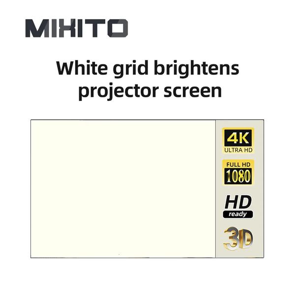 Écrans de projection Mixito 16 9 White Simple Brightening Antilight rideau de 60130 pouces écran de projecteur Portable Office Home Office 231215