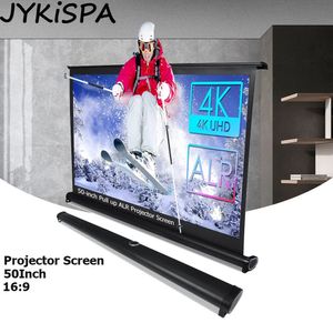 Projectieschermen Draagbaar projectorscherm 16 9 50 inch Optrekprojectiescherm Opvouwbare standaard Bekijk film voor 4K-projector Zakelijk kantoor 231206