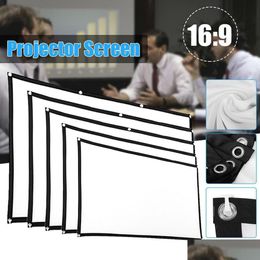 Écrans de projection Projecteur portable Sn Video Sns 100 120 150 pouces pliable HD 16 à 9 Dacron blanc pour cinéma maison mural M DH2Z4