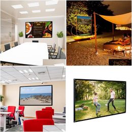 Projectieschermen Projectie Sns Nierbo 2021 4K Tra-Clear Projector Sn 60 72 84 100 120 Inch Thuis Buiten Kantoor Draagbare 3D Hd Drop Dh2Yt