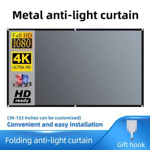 Projection Screens Salange Projector Screen 16 9 Metal Anti Light Curtain Reflective Fabric Cloth For YG300 H3 HAlo Mogo DLP Projector 231207