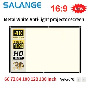 Projectieschermen Salange-projectiescherm 16 9 Hoge helderheid Reflecterend Opvouwbaar Wit raster Anti-lichtgordijn 100 120 inch HD voor thuis buiten 231215