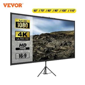 Écrans de projection VEVOR 60 70 80 90 100 110 pouces écran de projecteur trépied avec support 16 9 4K HD Home cinéma portable pour Projection extérieure intérieure 231206