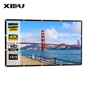 Écrans de projection XIDU 16 9 Bordure noire portable avec trous Rideau d'écran de projecteur en métal 80150 pouces Bureau extérieur à domicile HD 231215