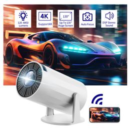 HY300 Mini Projecteur 4K 720P Support, Projecteur portable WiFi6 BT 5.0 Android 11, Projecteur Smart Projecteur Correction au niveau automatique, 180 ° Rotation de film Outdoor Projecteur