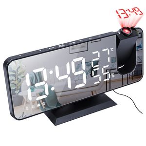 Projecteur réveil Radio FM avec écran miroir pour chambre USB temps de réveil fonction Snooze 210804