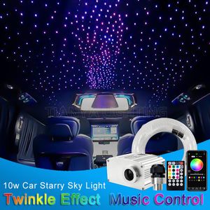 Lampes de projecteur 10W voiture LED ciel étoilé plafond scintillant fibre optique lumière décoration intérieure toit étoile lumière contrôle de la musique lumière ambiante 221117