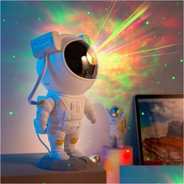 Projectorlampen Astronaut Starry Sky Sky Projection Lamp Galaxy Star Laser USB laadsfeer Kinderen Slaapkamer Decor Boy Christmas Gift Dhgdl