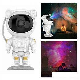 Lámparas de proyector El más nuevo Astronauta Starry Sky Proyector Lámpara Galaxy Star Proyección láser USB Carga Atmósfera Niños Dormitorio Decoración Boy Dhwec