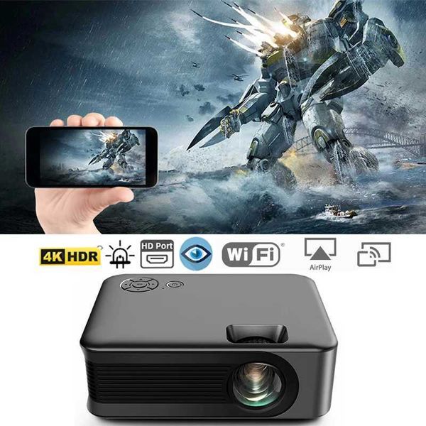 Proyectores A30C Mini proyectores LED LED Home Theer Cinema 3D Soporte 4K 1080P HighDefinition Video Smart TV Smart Wifi Wireless Screen Smartphone J24 J24