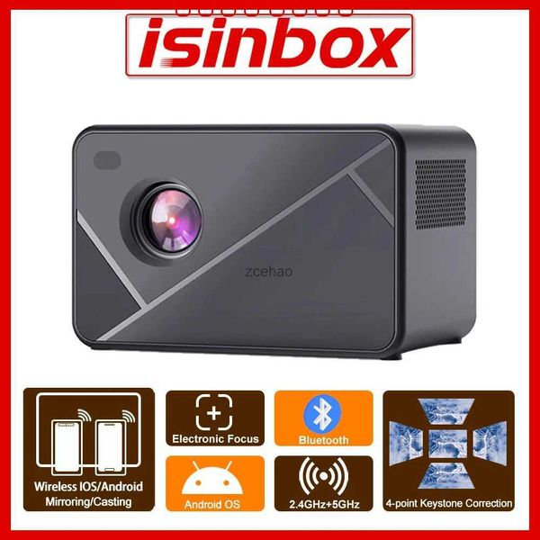 Projecteurs Projecteur Android 1080P Bluetooth WIFI projecteurs vidéo de film avec mise en miroir Correction de la distorsion trapézoïdale Smart TV LED BeamerL240105