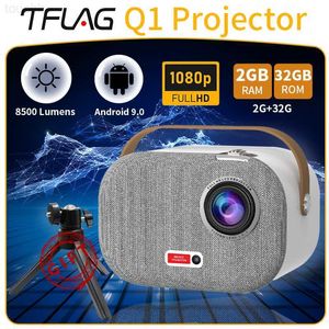 Projecteurs Projecteur Android Full HD 1080P Tflag Q1 Wifi Mini Bluetooth 4K Portable pas T4/T2 350Ansi 2 + 32GB Home cinéma pour bureau à domicile L230923