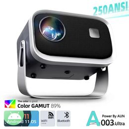 Projectoren AUN A003 Ultra Mini-projector Draagbare thuisbioscoop Android 11-systeem WIFI Bluetooth Cinema Beamer voor 1080P Full HD 4k-film 231215