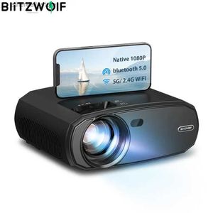 Projecteurs BlitzWolf full hd 1080p 4k projecteur 2.4G/5G WIFI écran moulé miroir 6000 Lumens projecteur vidéo de cinéma maison avec 2 haut-parleurs Q231128