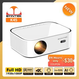 Projectors BYINTEK K45 AI Auto-focus Smart Android WIFI Full HD 1920x1080 LCD LED Video Home Theater 1080P 4K Projector 230809