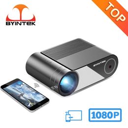 Projectoren Byintek K9 Mini Projector Portable Home Theatre HD LED Projector 1080p Full HD WiFi Sync Display voor 1920 1080p 3D 4K Video T221216