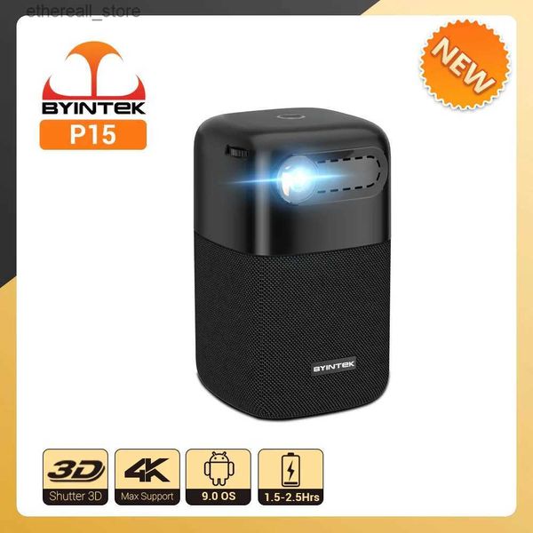 Projecteurs BYINTEK P15 projecteur 3D 4K cinéma 1080P intelligent Android Wifi LED DLP Home cinéma extérieur Portable mini projecteur avec batterie Q231128