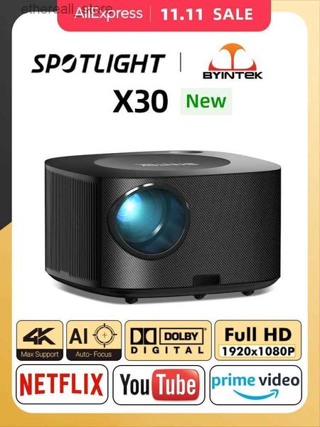 Projecteurs BYINTEK X30 1080P Full HD Système de télévision Netflix sous licence légale AI Auto-focus Dolby Smart WIFI LCD LED Vidéo Home Cinéma Projecteur Q231128