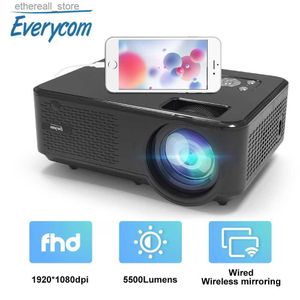 Projectoren Everycom M8 1080P Mini LED Home Cinema Videoprojector Full HD 5500 lumen 5G WIFI Multiscreen SmartPhone LCD Pico Movie Beamer Q231128