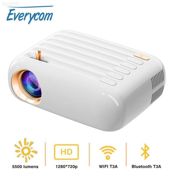 Projecteurs Everycom T3 Support 1080P écran de projecteur de faisceau 5500 Lumens LED Mini projecteurs portables pour cinéma maison enfant cadeau L230923