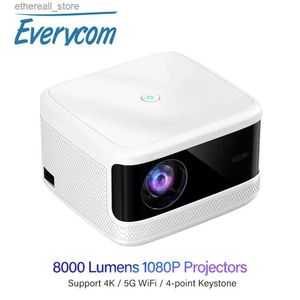 Projecteurs Projecteur Everycom T5 Full HD cinéma maison cinéma projecteur prise en charge 4K projecteur LED avec Android 5G wifi mise au point électrique Smart TV Q231128