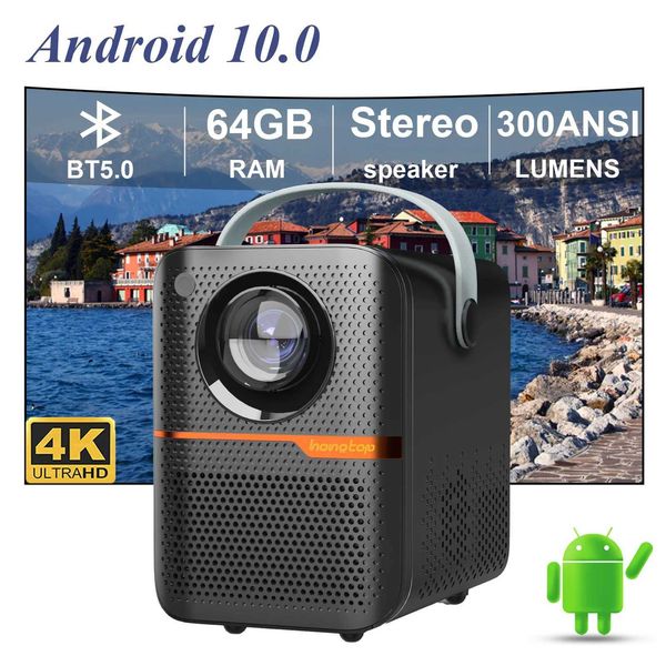 Projecteurs Hongtop P11 Smart Projecteur 1080p Android 10.0 MINI PORTABLE WiFi Home Theatre 720p adapté à Samsung Apple Outdoor 4K Movie Projecteur J240509