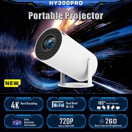 Projectoren HY300 Pro Intelligente Projector Dual WiFi6 260Ansi BT5.0 Automatische correctie 1280 720P Full HD 4K Outdoor Video Mini Projector J240509