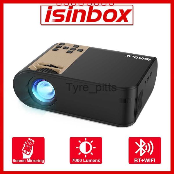 Projecteurs Isinbox Projecteur 1080p HD 4K Video Projecteur 7000 Lumens Mirrorring Mirrorring Home Cinema Projecteurs Bluetooth WiFi X0811