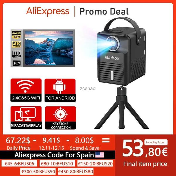 Projecteurs ISINBOX X8 Mini projecteur Portable avec écrans Android 5G WIFI Home cinéma projecteur de cinéma Support 1080P vidéo projecteurs LED L240105