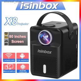 Proyectores ISINBOX X8 Proyector portátil Android Cine en casa Proyector de cine 1280 * 720P HD 1080P Video 5G WIFI LED Beamer Mini proyectores Q231128