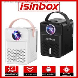 Projectoren ISINBOX X8 Draagbare Projector Android WIFI Home Theater Cinema Projector Ondersteuning 1080P Video Mini LED Beamer Projectoren Q231128