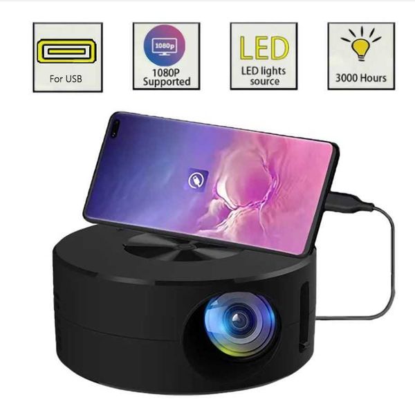Projecteurs LED Mini Projecteur Mobile Video Home Theatre prend en charge 1080p Smartphone synchrone USB Smartphone Childrens Projecteur YT200 J240509