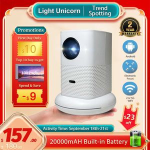 Projectoren Light Unicorn X8 Ondersteuning 1080P 4K HDR Cinema Smart Android 5GWiFi Draagbare Outdoor Home Theater Video LED-projector met batterij L230923