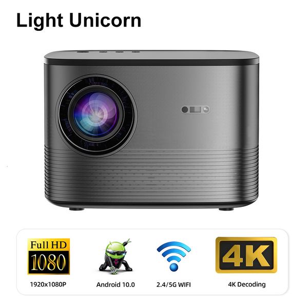 Projecteurs Light Unicorn X9 Support Projecteur 4K 7000Lumens 1080P Beam LED projeteur Android 5G wifi Electric Focus Smart tv Home Cinéma 230316