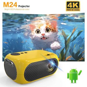 Projecteurs M24 Mini 4K HD LED Projecteur Android 11.0 Bluetooth WiFi 6.0 BT5.0 1920 * 1080p Focus Automatic Home Theatre Outdoor Portable Projecteur J240509