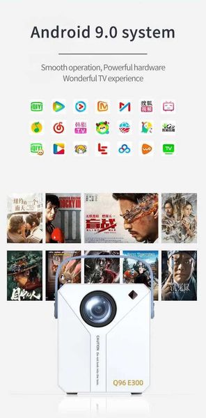 Proyectores nuevos E300 4K 3D Android Smart Projector Wifi Mini Pocket LED Portable DLP Proyector Tableta de teléfonos inteligentes TEAGLE J240509