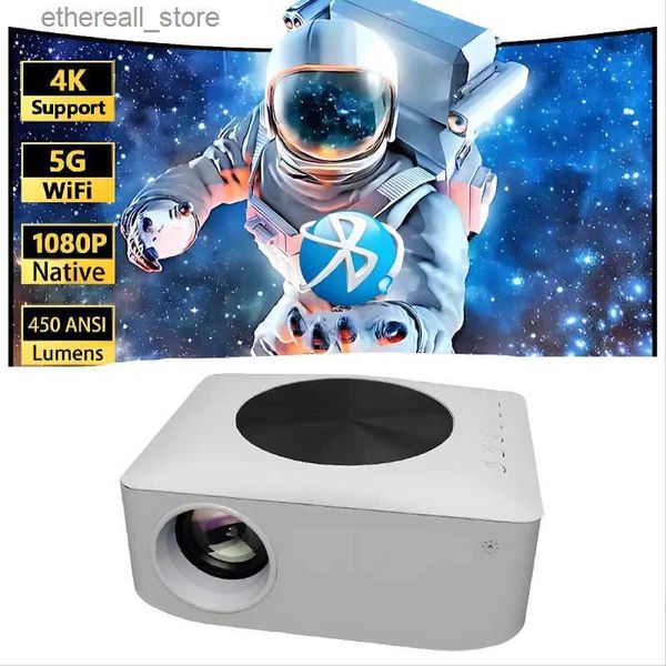 Proyectores Nuevo Mini Pantalla Grande Beamer Y2 Smart WIFI LCD LED Cine en Casa Portátil Inalámbrico 3000 Lúmenes 4K Android USB Proyector de Video Q231128