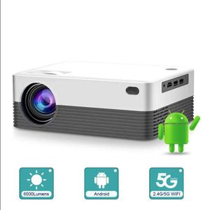 Projecteurs P35 Programmable Mini Projecteur 1080p Full HD Video Digital Projecteur 5G WiFi Android 10 Projecteur 6000 Lumens Home Theatre Camping J0509