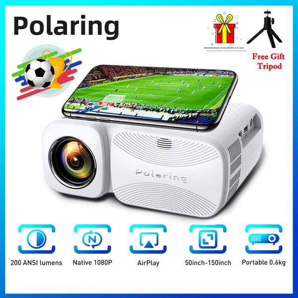 Proyectores Polaring A1 Native Real 1080P 4K Mini proyector Video Proyector 2.4 5G HD 4000 lúmenes Proyector de cine en casa Proyectores para acampar T221216