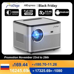 Projecteurs Progaga Android Projecteur 1080p WiFi Proyector 10000 Lumens Auto Focus Android 9 Support 4K Home Theatre Cinema Beamer PG550W Q231128